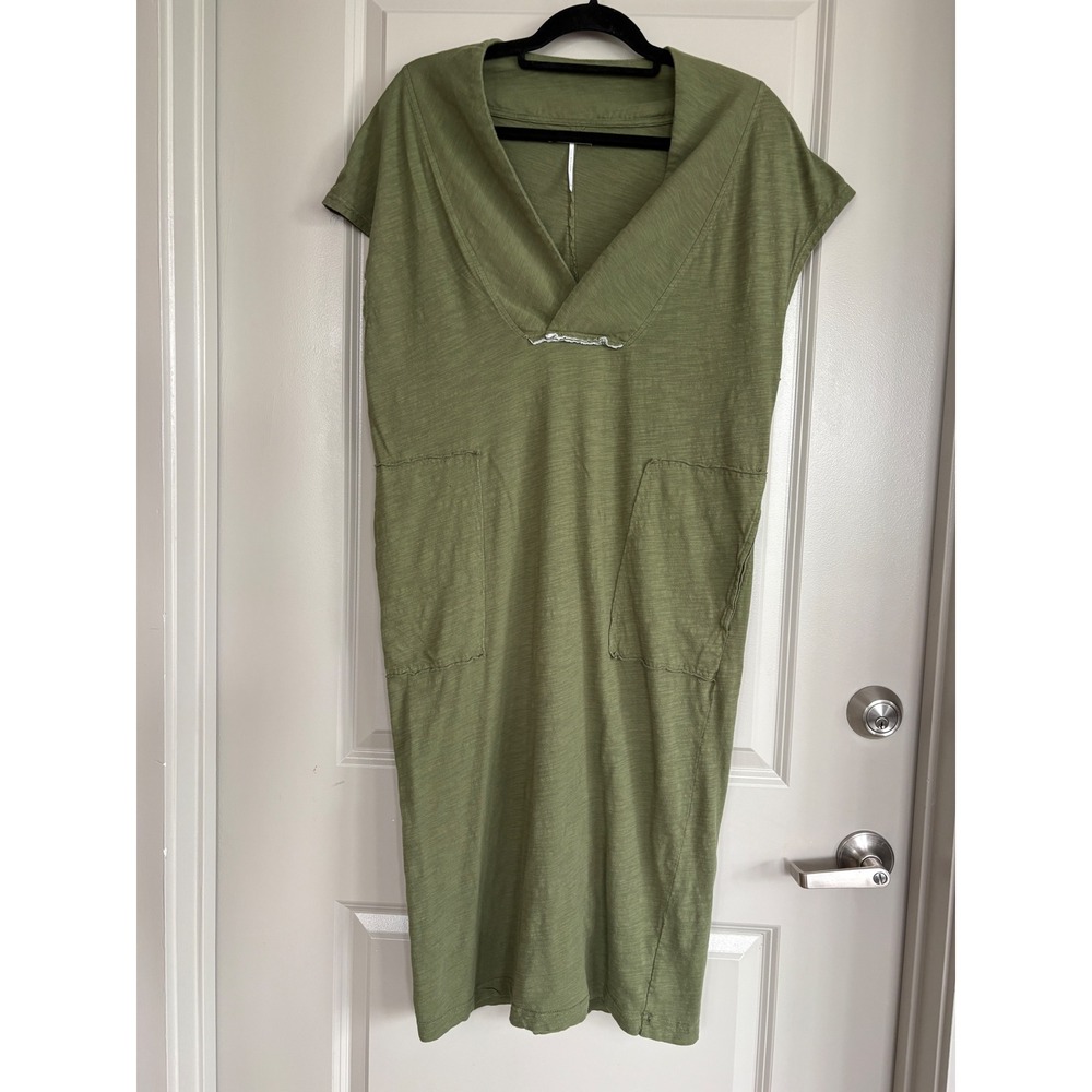 Stitchdrop Olive Lagenlook Pocket Midi Dress M - Picture 2 of 11